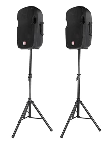 Rockville SS6 Universal 35mm Tripod DJ PA Speaker Stands (Pair) - Adjustable Height 35"-60", Steel Construction, 130lb Capacity, Carry Bag | Portable, Adjustable Height 35" to 60", Steel Construction, 130 lbs Capacity, 5 lbs Each, Safety Pin, Matte Black