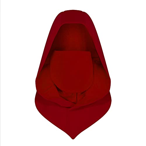 Assassin Hood and Mask Cotton Ninja Balaclava Adaptable Hoodie Casual Ren Faire Cosplay LARP Costume Cowl - color: Red