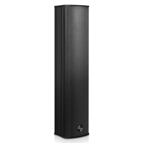 Sound Town Weatherproof Compact Aluminum Line Array Column Speaker with Wall Mount Bracket, 4 x 3 Woofers, 2 x 1.2 Dome Tweeters, Black, for Church, Indoor & Outdoor Installation (CARPO-M42B)