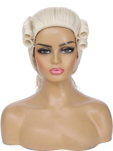 Adequate Judge Colonial Wigs for Women,Founding Father Costume,George Washington Costume,Revolutionary War, Halloween Costume Wig (Beige) - color: C-Beige