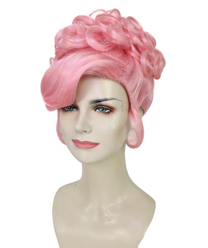 American Rapper Curly Updo High Fashion Wig for Women - Celebrity Style Wig | Elegent Choice for Cosplay Events, Halloween Parties & Themed Performances - Pink - color: Pink