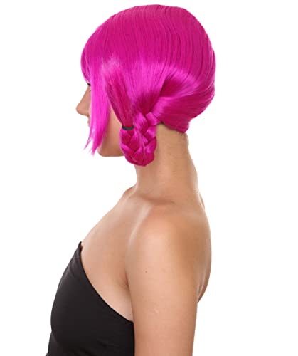 HPO Bavarian Double Braided Wig, Breathable Capless Cap,Premium Handcrafted Wig, Designed for comfort fit, flame retardent synthetic fiber (Neon Fushsia) - color: Neon Fushsia