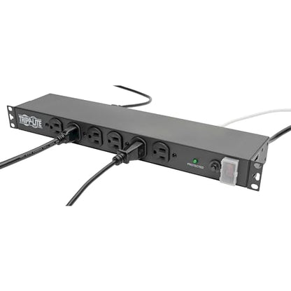 Tripp Lite 14-Outlet Rack Mount Surge Protector Power Strip PDU, 15A, 120V, 3000 Joules, 15ft Cord with 5-15P Plug, 1U Horizontal Rack Mount, Lifetime Manufacturer's Warranty (DRS-1215) - size: 15 Amps, style: Surge Protection