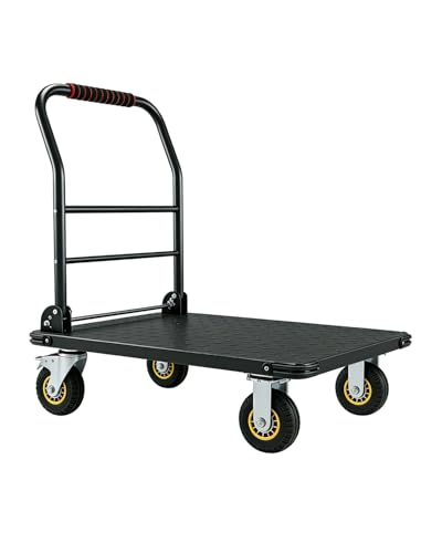 GarveeTech Platform Truck Cart, 1800LBS Capacity Steel Flatbed Dolly - color: Black-1800lbs
