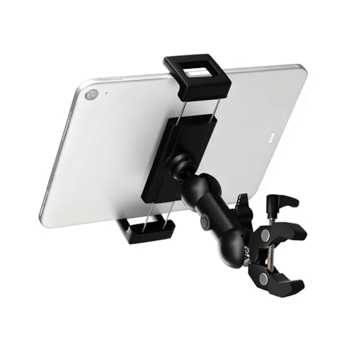 SH iPad Holder for Mic Stand - Tablet Holder for Mic Stand with 360° Rotation, Adjustable ipad Holder Stand with Super Clamp for Music Stand, Treadmill, Compatible 4.7 to 13-inch iPhones and Tablets - size: AC010-Bean pod Clamp