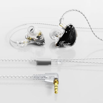 BASN Bmaster 2Pin Triple Drivers in Ear Monitor Headphones (Black) - color: Clear Black