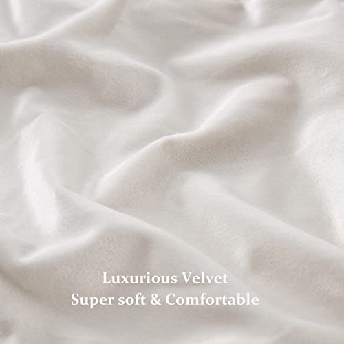 BULBUL Luxury Cream Iovry Velvet 96 inch Curtains 2 Panels,Floor to Ceiling - color: Cream, size: 52"W x 96"L (Pack of 2)
