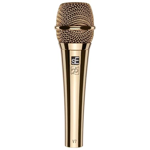 SE ELECTRONICS V7 Dynamic Microphone for Singing, Speech & Studio Recording - XLR Handheld Professional Microphone with Supercardioid Aluminum Voice Coil for Huge Gain Before Feedback - Gold - color: V7 - Gold - 25th Anniversary