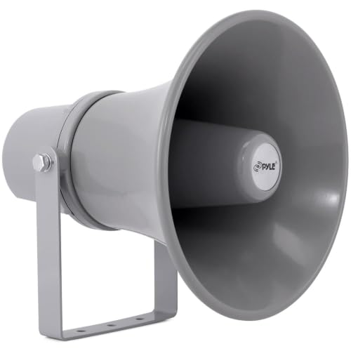 Pyle Indoor Outdoor PA Horn Speaker - 9.7 Inch 20-Watt Power Compact Loud Sound Megaphone w/ 400Hz-5KHz Frequency, 8 Ohm, 70V Transformer, Mounting For 70V Audio System - PyleHome PHSP101T (Gray) - size: 9.7 inch