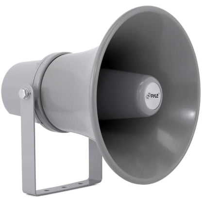 Pyle Indoor Outdoor PA Horn Speaker - 9.7 Inch 20-Watt Power Compact Loud Sound Megaphone w/ 400Hz-5KHz Frequency, 8 Ohm, 70V Transformer, Mounting For 70V Audio System - PyleHome PHSP101T (Gray) - size: 9.7 inch