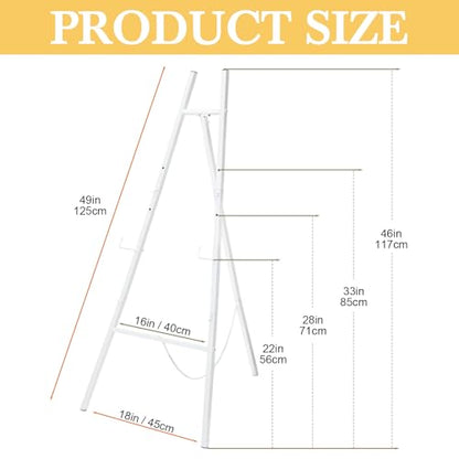 White Croblissful 50" Easel Stand for Wedding Sign Adjustable, Metal | 3 Tier Height, Display Easel with Chain, Heavy Duty Floor Tripod, Welcome Wedding Baby Shower Sign, Painting Canvas Poster - color: White