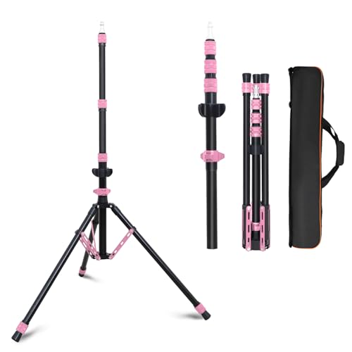 Photography Light Stand, 6.5ft Adjustable Reverse Folding Tripod Stand - color: Pink