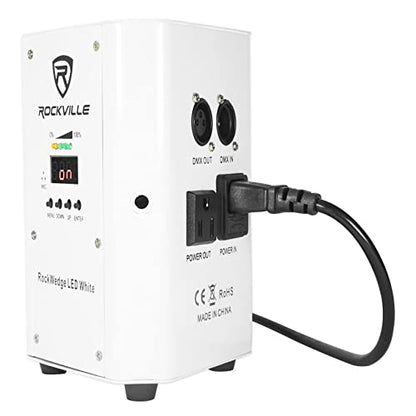 Rockville RockWedge LED 54W RGBWA+UV Rechargeable Wireless DMX Par Light | Built-In 7500mAh Rechargeable Battery, Up to 36 Hours Single Color Runtime, 4 Hour Recharge, 6 or 10 Channel DMX, White - color: White