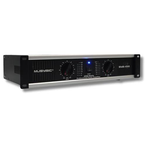 MUSYSIC Professional Power Amplifier 2 Channel 4500W - Home Audio Component Amplifiers for DJ, PA System, Speakers - high Quality Stereo Amp with Digital Audio Processing - Stereo XLR & 1/4" Inputs | Amplifiers for DJ, PA System, Speakers - high Quality S