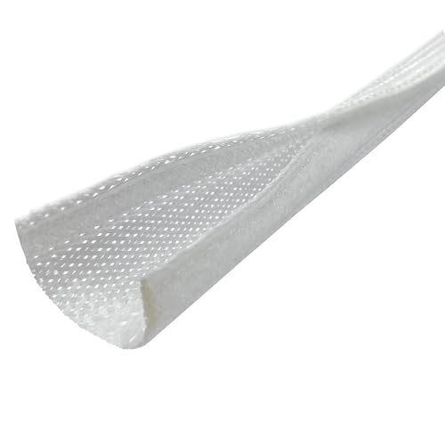 Electriduct 3/4" Side Entry Cable Wrap Braided Sleeving with Hook & Loop Fastener - 25 Feet (White) - color: White, size: 0.75 Inch - 25 ft