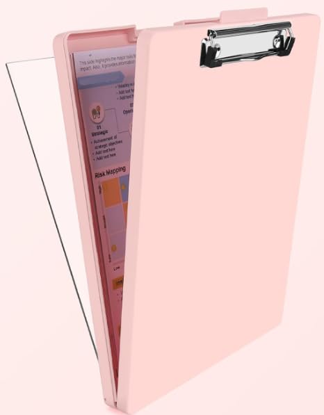 Clipboard, Clipboard with Storage, Heavy Duty Clip Boards 8.5x11, Protective Over Molded Edge, Plastic Clipboards, Contractor Folder with Internal Pen Pouch for Driver (Light Pink) - color: Light Pink