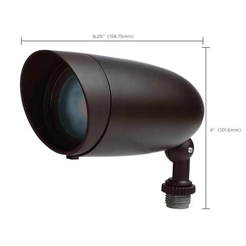 Nuvo 62-1205 Outdoor Landscape Spotlight, Waterproof LED Fixture, Yard Flood Light, 6.25-Inch Bronze, 3000K Warm White, 900 Lumens, 120V, Die-Cast Aluminum (Pack of 12) - color: Bronze, size: 6.25 in (Pack of 12), style: LED