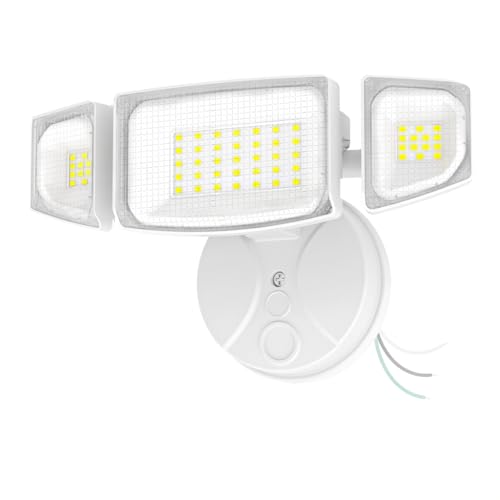 iMaihom LED Flood Lights Outdoor, 65W 6500K, 3 Heads, Hardwired, White - color: White