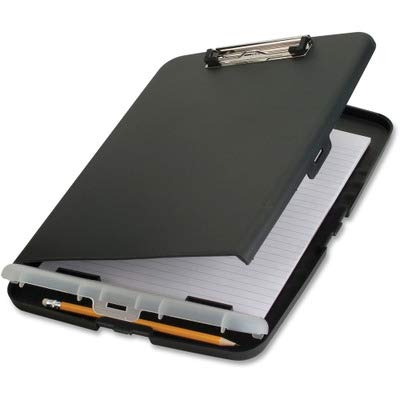Officemate Slim Clipboard Storage Box, 14.5 x 10-Inches Letter Size Document Organizer, Low-Profile Metal Clip, Separate Pen and Pencil Compartment, Charcoal - size: Pack of 1