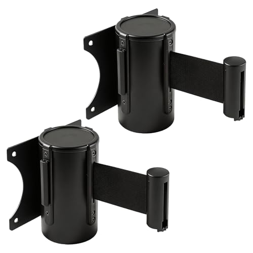 2 Pieces Retractable Belt Barrier Wall Mount Caution Belt 10 Feet with Red Case Crowd Control Barriers for Indoor and Outdoor Crowd Control Line Dividers