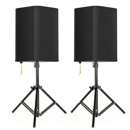 12 Inch PA/DJ Speaker Cover for Powered Speaker Mounted on Stand, 2 Pack Outdoor Speaker Cover 600D Thick Oxford Fabric Waterproof UV Protection Dustproof(Black) - size: 12 Inch
