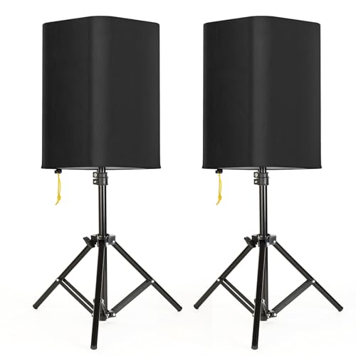 10 Inch PA/DJ Speaker Cover for Powered Speaker Mounted on Stand, 2 Pack Outdoor Speaker Cover 600D Thick Oxford Fabric Waterproof UV Protection Dustproof(Black) - size: 10 Inch