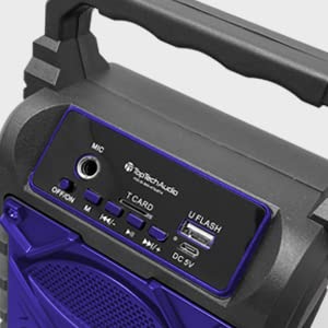 Top Tech Audio Jet-4 400W Bluetooth Speaker, 4" Woofer, Louder Volume, Crystal Clear Stereo, Rich Bass, 100ft Wireless Range, Mic Input, Portable Speaker – Blue - color: Blue