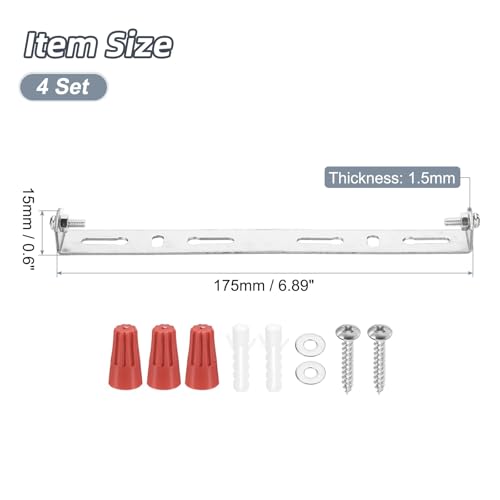 4 Set 175mm 6.89" Mounting Bracket Kit Silver Tone w/Screws | Universal Light Fixture, Ceiling Light Plate, for Chandeliers - size: 175mm (6.88")
