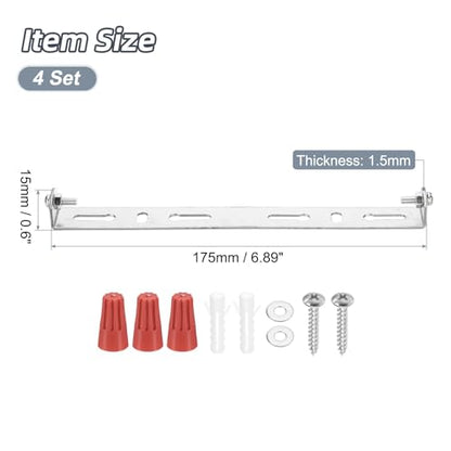 4 Set 175mm 6.89" Mounting Bracket Kit Silver Tone w/Screws | Universal Light Fixture, Ceiling Light Plate, for Chandeliers - size: 175mm (6.88")