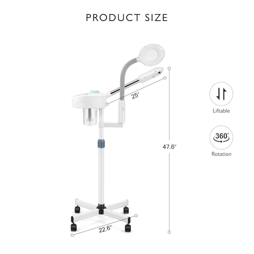 Artist hand Professional Facial Steamer with 5X LED Magnifying Lamp 2 in 1 | Esthetician Face Steamer for Facial Deep Cleansing, Facial Machine Fast Heat Moisturizing for Beauty Salon Spa Home Use - size: White Hot Only & Magnifire Lamp