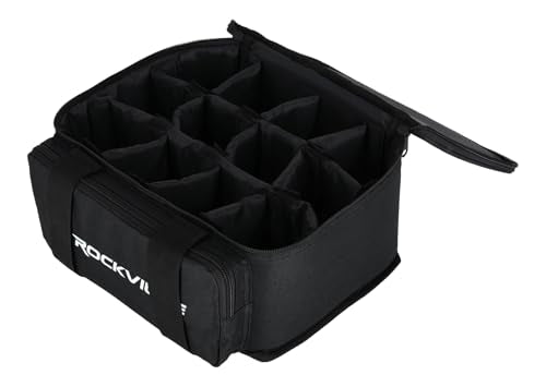 Rockville MINI HALO x12 Bag - Fits Up To 12 MINI HALO or Similar DJ Lights (CAN 2.0) | Removable Dividers, Foam Padded, Semi-Rigid Shell, Zippered Front Pocket, Dual Carry Handles, Fits Similar Lights - style: Bag for 12 Lights