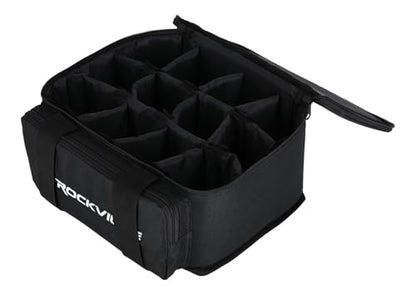 Rockville MINI HALO x12 Bag - Fits Up To 12 MINI HALO or Similar DJ Lights (CAN 2.0) | Removable Dividers, Foam Padded, Semi-Rigid Shell, Zippered Front Pocket, Dual Carry Handles, Fits Similar Lights - style: Bag for 12 Lights