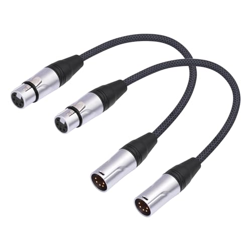 1FT 5Pin XLR Male to Female DMX512 Cable,DMX-512 XLR 5 Pin Male to 5 Pin Female DMX Lighting Cable 5Pin DMX Male to female-2Pack - size: 1Feet
