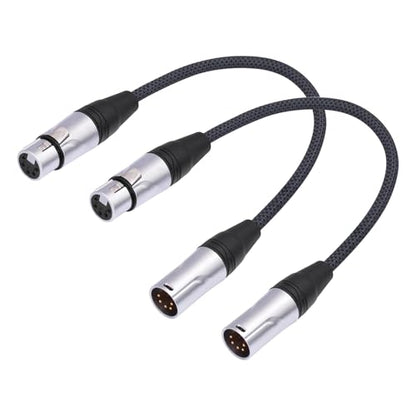 1FT 5Pin XLR Male to Female DMX512 Cable,DMX-512 XLR 5 Pin Male to 5 Pin Female DMX Lighting Cable 5Pin DMX Male to female-2Pack - size: 1Feet