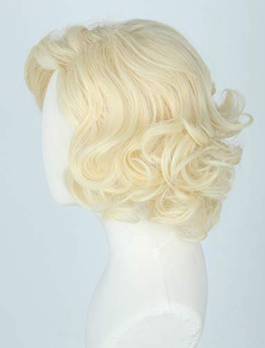 Topcosplay Women Hair Wigs Blonde Wig Short Curly Halloween Costume Cosplay Wig Deep Wave - color: Blonde