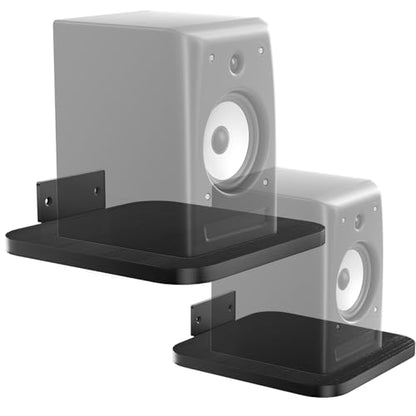 WALI Surround Sound Speaker Wall Mount, 1 Pair Heavy Duty Floating Shelf - color: Black, size: 7.87" x 7.87"