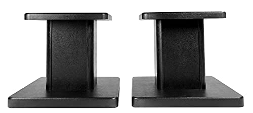 Rockville RHT8B Pair 8" Black Desktop Speaker/Studio Monitor Stands | 66 lb Load Capacity, EVA Isolation Pads, Medium-Density Fiber Core, Cable Clips and Ties, 9.25" x 7.28" Top Platform - color: Black