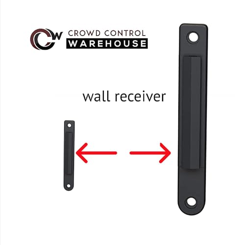 Crowd Control Warehouse WMB-120 Fixed Wall Mount Retractable Belt Barrier - color: Yellow"BEWARE OPEN PIT"