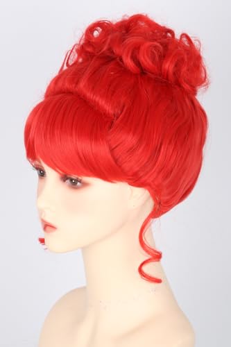 Red Short Curly Bun Wig for Women Cosplay Miss Argentina Wigs for Girls Halloween Costume Wig - color: Red