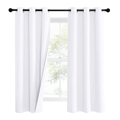 NICETOWN Sound Blocking White 100% Blackout Lined Curtains, 3 Thick Layers Completely Blackout Noise Control Window Treatment Insulated Drapes for Bedroom (1 Pair, 42 Width x 63 Length Each Panel) - color: Pure White, size: 42"W x 63"L (Pack of 2)