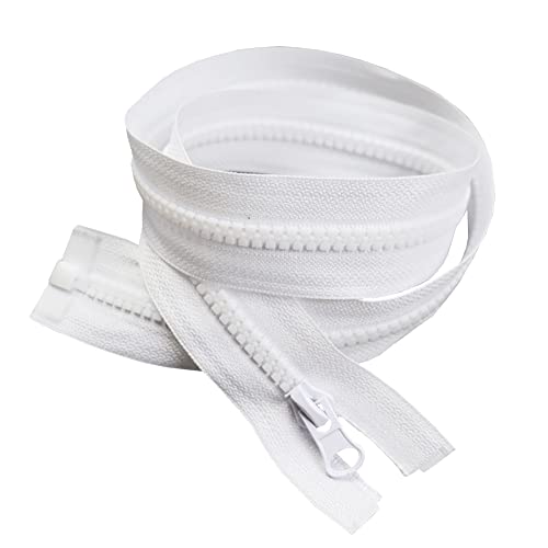 4 Pcs 24 Inch #5 Separating Jacket Zippers Plastic Molded Zippers Raincoat Coat Zippers Tailor DIY Sewing Tools for Clothes Garment Bags White