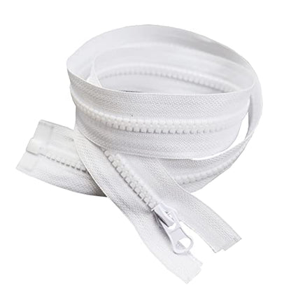 4 Pcs 24 Inch #5 Separating Jacket Zippers Plastic Molded Zippers Raincoat Coat Zippers Tailor DIY Sewing Tools for Clothes Garment Bags White