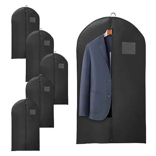 Black Suit Garment Bags, Set of 6 Portable Men's Travel Suit Bags, Waterproof Sturdy Hanging Clothes Pockets for Closet Storage, Business Travel, Clothes, Dress, Shirts (43.3x23.6 inch) - size: 6 Pcs 43.3x23.6 In