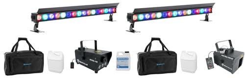 Audiosavings Bundle: (2) American DJ ElectraPix Bar 16 Outdoor DMX Lighting Bar Bundle with Rockville ROCKHAZE 700 Haze Machine + R720L Fog Machine w/LED + (2) Travel Bags (6 Items)