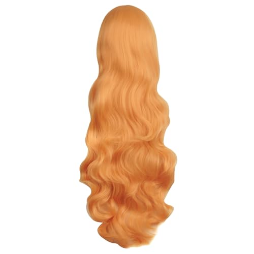MapofBeauty 32 Inch Long Hair Spiral Curly Cosplay Costume Wig, Orange - color: Orange