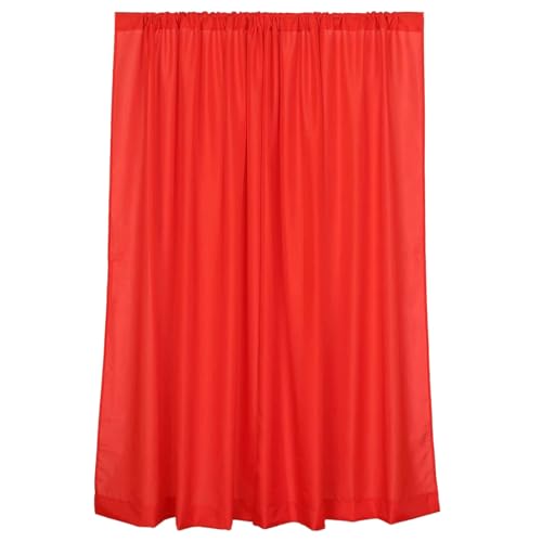 Efavormart 2 Pack | Red Polyester Drapery Panels with Rod Pockets, Photography Backdrop Curtains, 5ftx8ft - 130 GSM - color: Red