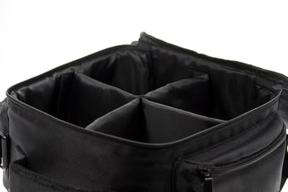 Rocksteady Stadium Carry Bag – Fits 4 Speakers or 2 Speakers + 1 Subwoofer | Compact 12"x12" | Padded Dividers | Shoulder Strap | Accessory Pockets | Black | Speaker Carry Bag, 12 By 12 Inch, Padded Dividers, Shoulder Strap, Accessory Pockets, Fits 2 Spea