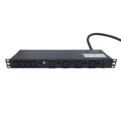30A Rack PDU, L6-30P Power Distribution Unit with 16 C13 and 4 C19 Outlets, 7200W 1U 19 Inch Horizontal Rack Mount Power Strip with 8 Overload Protection Devices and Steel Housing - color: 16 C13 + 4 C19