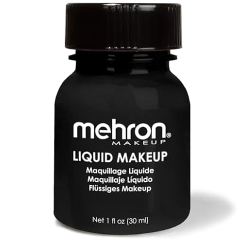 Mehron Makeup Liquid Makeup - BLACK, Face & Body Paint | 1 Fl oz Water-Based Face Paint & Body Paint Perfect for Halloween & Cosplay. Air Brush Compatible. Vegan & Made in the USA. - color: Black