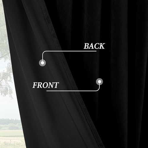 P Pothuiny Black Blackout Velvet Curtains 96 Inches Long 2 Panels - color: Black, size: 52"W x 96"L (Pack of 2)